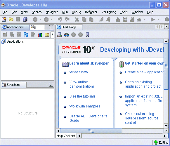 Oracle JDeveloper GUI